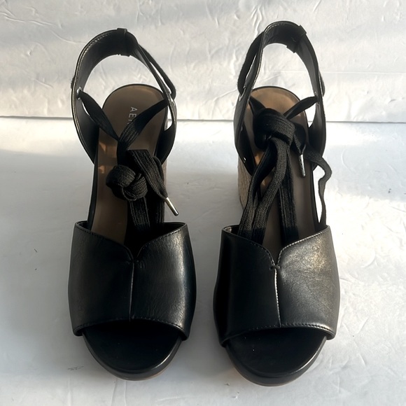 AEROSOLES Shoes $80 Women Cleverdale Leather Espadrille Wedge Sandals Size 9.5M - Picture 3 of 6